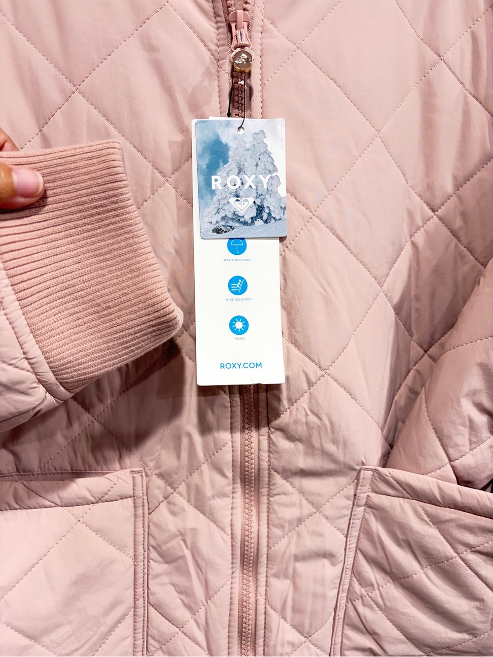 Roxy Women's Medium Aurora Quilted Bomber Pink Rose NWT Oversized Jacket Sherpa - Picture 5 of 9